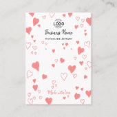Doodle Hearts White Jewelry Earring Display Kaart Visitekaartje (Voorkant)