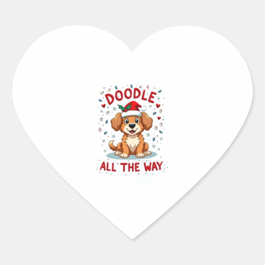 Doodle helemaal leuk Grappige Goldendoodle Kerstma Hart Sticker (Voorkant)