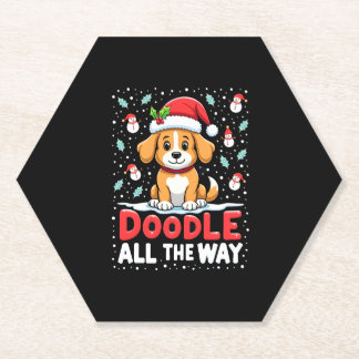 Doodle helemaal leuk Grappige Goldendoodle Kerstma Kartonnen Onderzetters