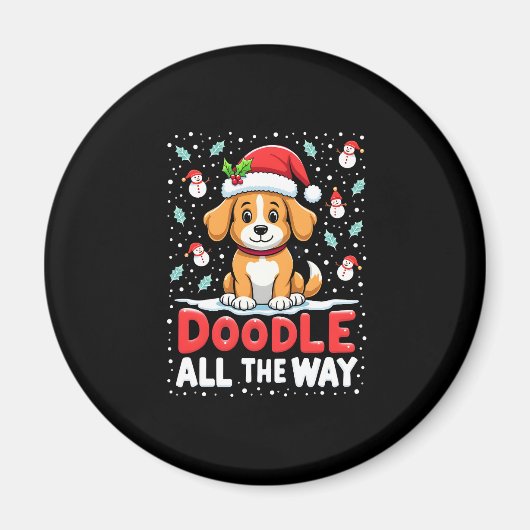 Doodle helemaal leuk Grappige Goldendoodle Kerstma Magneet (Voorkant)