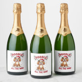 Doodle helemaal leuk Grappige Goldendoodle Kerstma Sparkling Wijnetiket (Flessen)