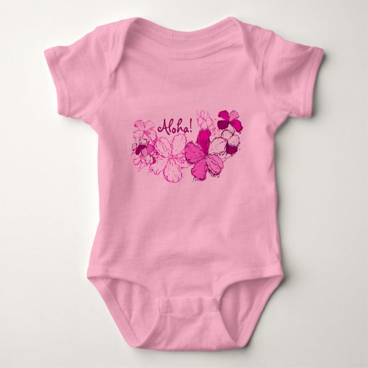Doodle Hibiscus Baby Creeper Romper (Voorkant)