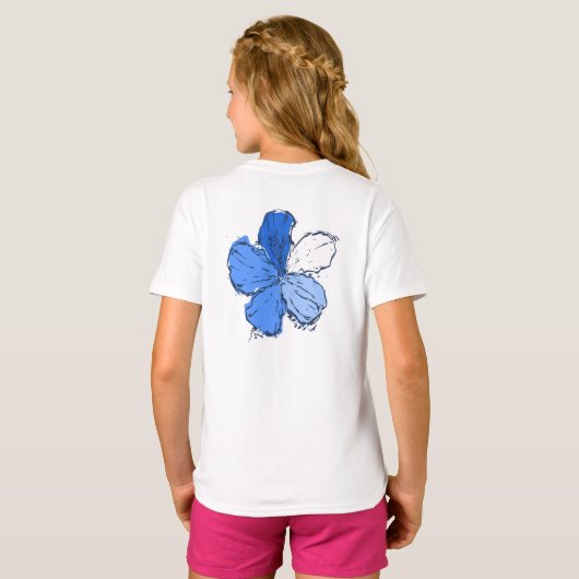 Doodle Hibiscus Hawaïaans Bloemen Illustratie T-shirt (Achterkant volledig)