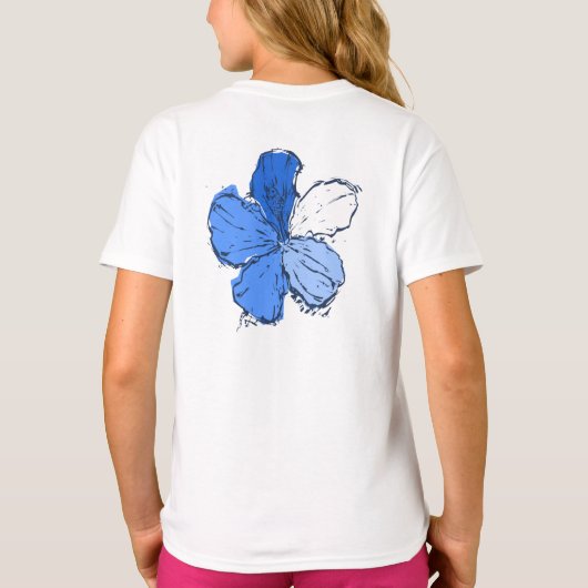 Doodle Hibiscus Hawaïaans Bloemen Illustratie T-shirt (Achterkant)