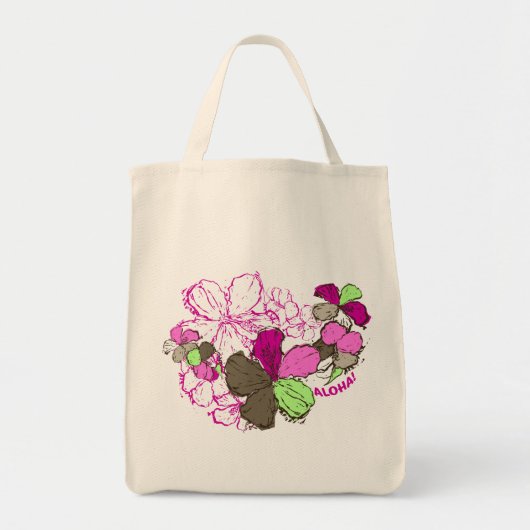 Doodle Hibiscus Kruidenier Tas (Voorkant)
