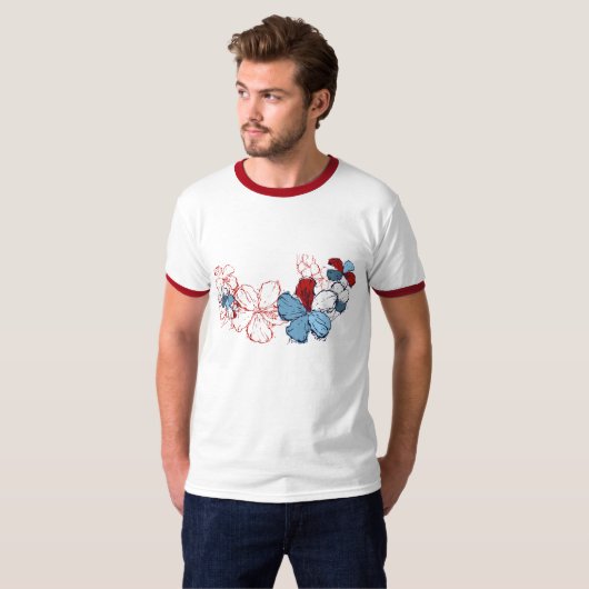 Doodle Hibiscus Mannen T-shirt (Voorkant volledig)