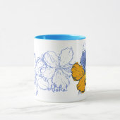 "Doodle Hibiscus" mok in blauw (Midden)