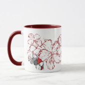 "Doodle Hibiscus" Mok in het rood (Links)