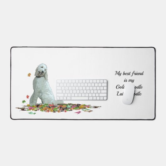 Doodle hond in bladeren bureaumat (Keyboard & Muis)