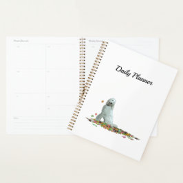 Doodle hond in bladeren dagelijkse planner