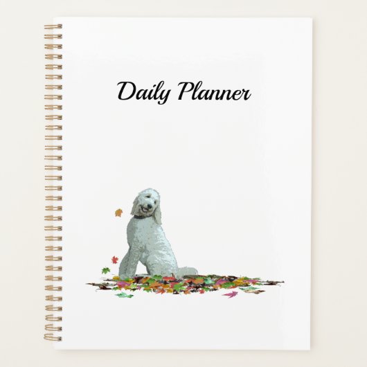 Doodle hond in bladeren dagelijkse planner (Voorkant)