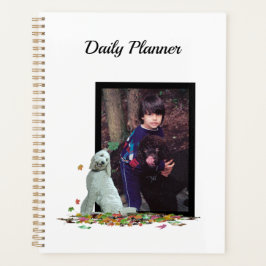 Doodle hond in bladeren dagelijkse planner met fot