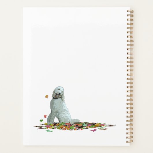 Doodle hond in bladeren dagelijkse planner met fot (Achterkant)