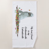 Doodle hond in bladeren strandlaken (Voorkant)