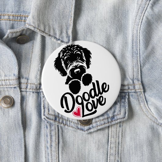 Doodle hond liefde ronde button 4,0 cm (In situ)