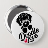 Doodle hond liefde ronde button 4,0 cm (Voorkant /achterkant)