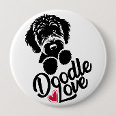 Doodle hond liefde ronde button 4,0 cm (Voorkant)