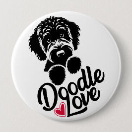 Doodle hond liefde ronde button 4,0 cm