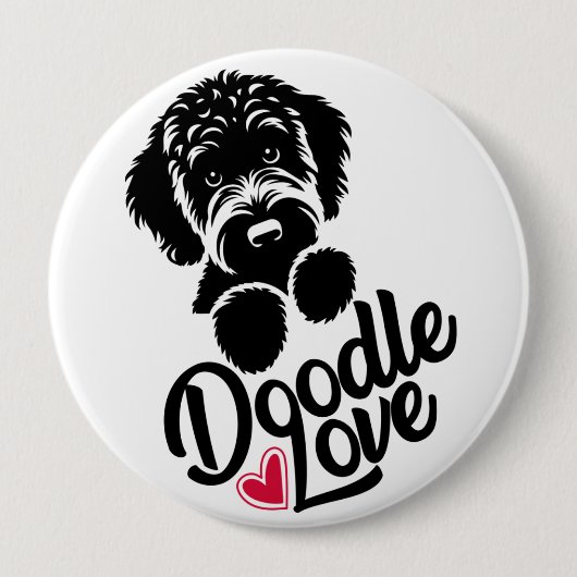 Doodle hond liefde ronde button 4,0 cm (Voorkant)