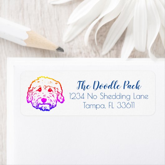 Doodle hond retouradres label stickers (Insitu)