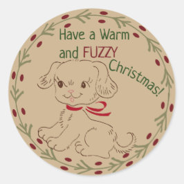 Doodle Hond Warm en Fuzzy Kerstmis Ronde Sticker