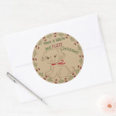 Doodle Hond Warm en Fuzzy Kerstmis Ronde Sticker (Envelop)