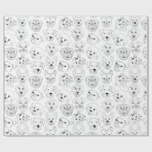 Doodle Honden over de Tekening van de Lijn van de  Cadeaupapier (Vlak)