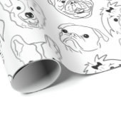 Doodle Honden over de Tekening van de Lijn van de  Cadeaupapier (Rol Hoek)
