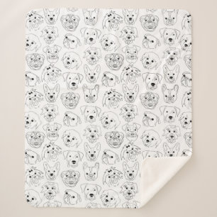 Doodle Honden over de Tekening van de Lijn van de  Sherpa Deken