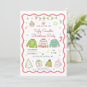 Doodle Horrelijke Trui Kerstfeest Kaart (Staand voorkant)