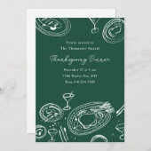 Doodle Illustrated Thanksgiving Dinner Holiday Kaart (Voorkant / Achterkant)