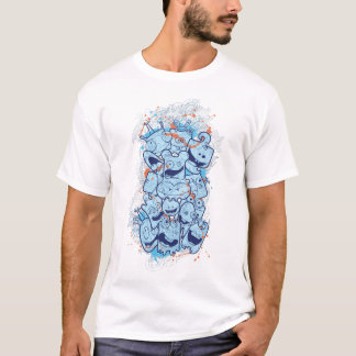 Doodle Illustratie Moderne Witte Kunst Kleurrijk T-shirt