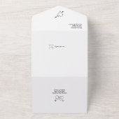 Doodle Illustraties Trouwen in zwart-wit All In One Uitnodiging (Buitenkant)