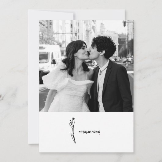 Doodle Illustraties Trouwen in zwart-wit Bedankkaart (Voorkant)