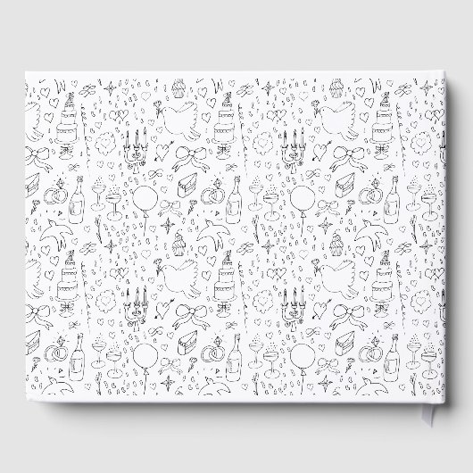 Doodle Illustraties Trouwen in zwart-wit Gastenboek (Achterkant)