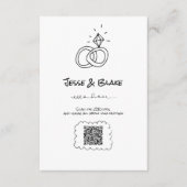 Doodle Illustraties Trouwen in zwart-wit Informatiekaartje (Voorkant)