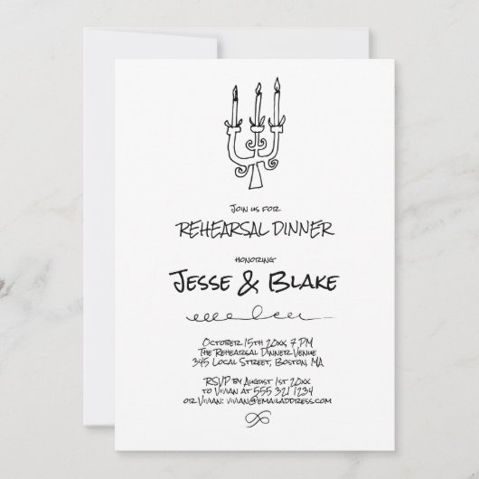 Doodle Illustraties Trouwen in zwart-wit Kaart (Voorkant)