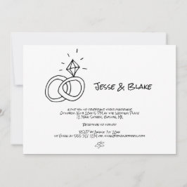 Doodle Illustraties Trouwen in zwart-wit Kaart