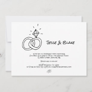 Doodle Illustraties Trouwen in zwart-wit Kaart