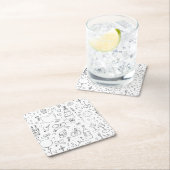 Doodle Illustraties Trouwen in zwart-wit Kartonnen Onderzetters (Insitu)