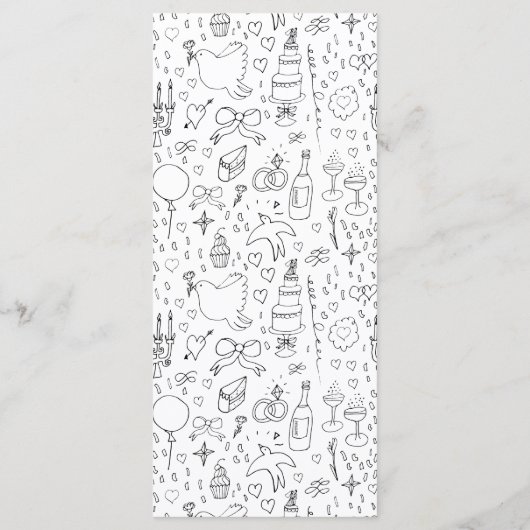 Doodle Illustraties Trouwen in zwart-wit Menu (Achterkant)