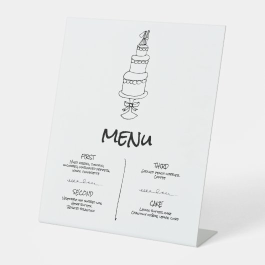 Doodle Illustraties Trouwen in zwart-wit Reclamebord Met Voetstuk (Voorkant)