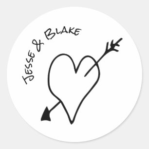 Doodle Illustraties Trouwen in zwart-wit Ronde Sticker