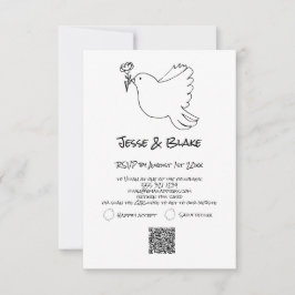Doodle Illustraties Trouwen in zwart-wit RSVP Kaartje