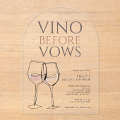 Doodle Illustration Vino Before Vows Bridal Shower Acryl Uitnodigingen (Voorkant)