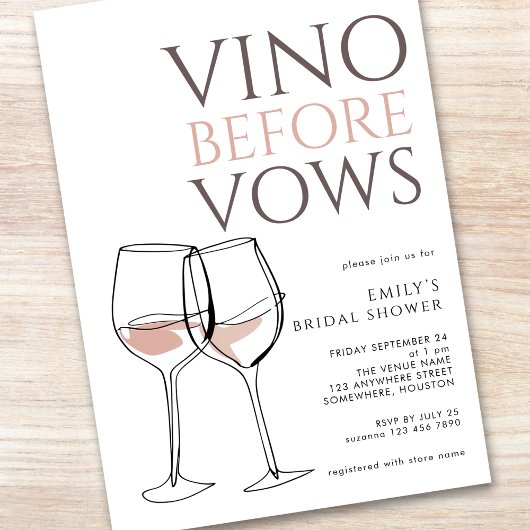 Doodle Illustration Vino Before Vows Bridal Shower Kaart