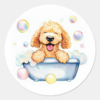 Doodle in bad menu ronde sticker