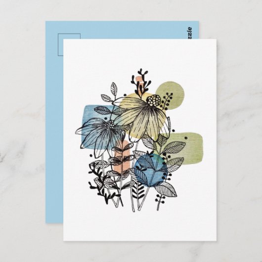 Doodle in inkt en Waterverf Briefkaart (Voorkant / Achterkant)