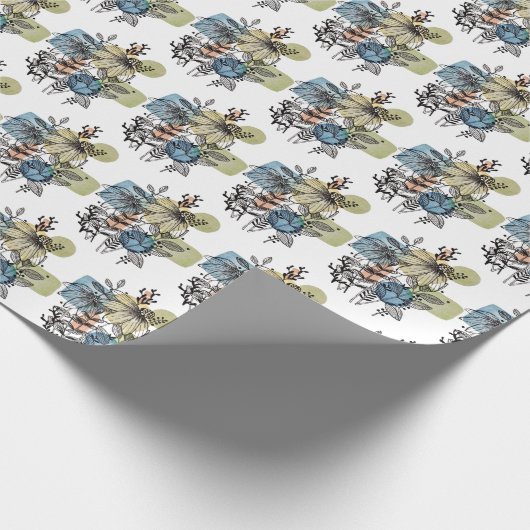 Doodle in inkt en Waterverf Cadeaupapier (Hoek)