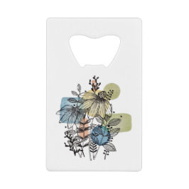 Doodle in inkt en Waterverf Creditkaart Flessenopener